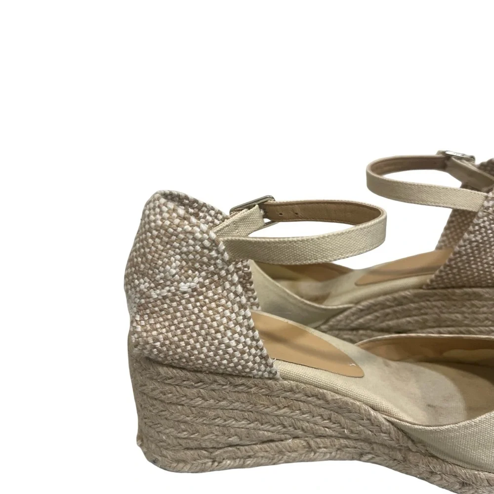 Castaner Cream Espadrille Wedge Sandals with Ankle Strap 40 US 9